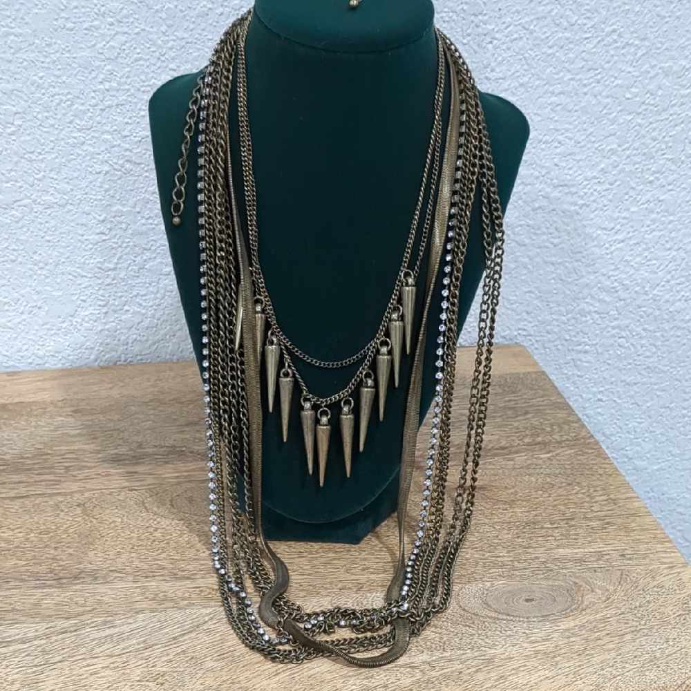 FREE PEOPLE Bohemian Brass Colored Necklace Bundle